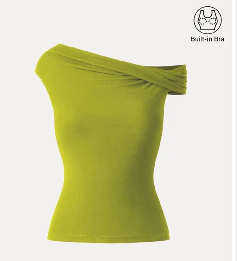 OGL Move Sprout Green Asymmetrical One Shoulder Brami Tank Top Size XS New NWT